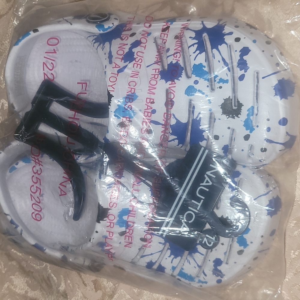 NAUTICA Little Boys Toddler River Edge Clogs size12 White/blue/splatter